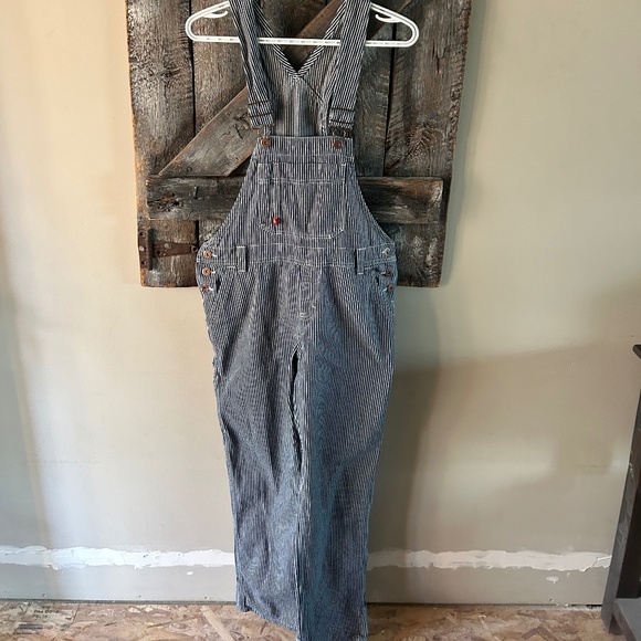Men's Dickies Blue & White Pinstripe Overalls - Picture 1 of 4